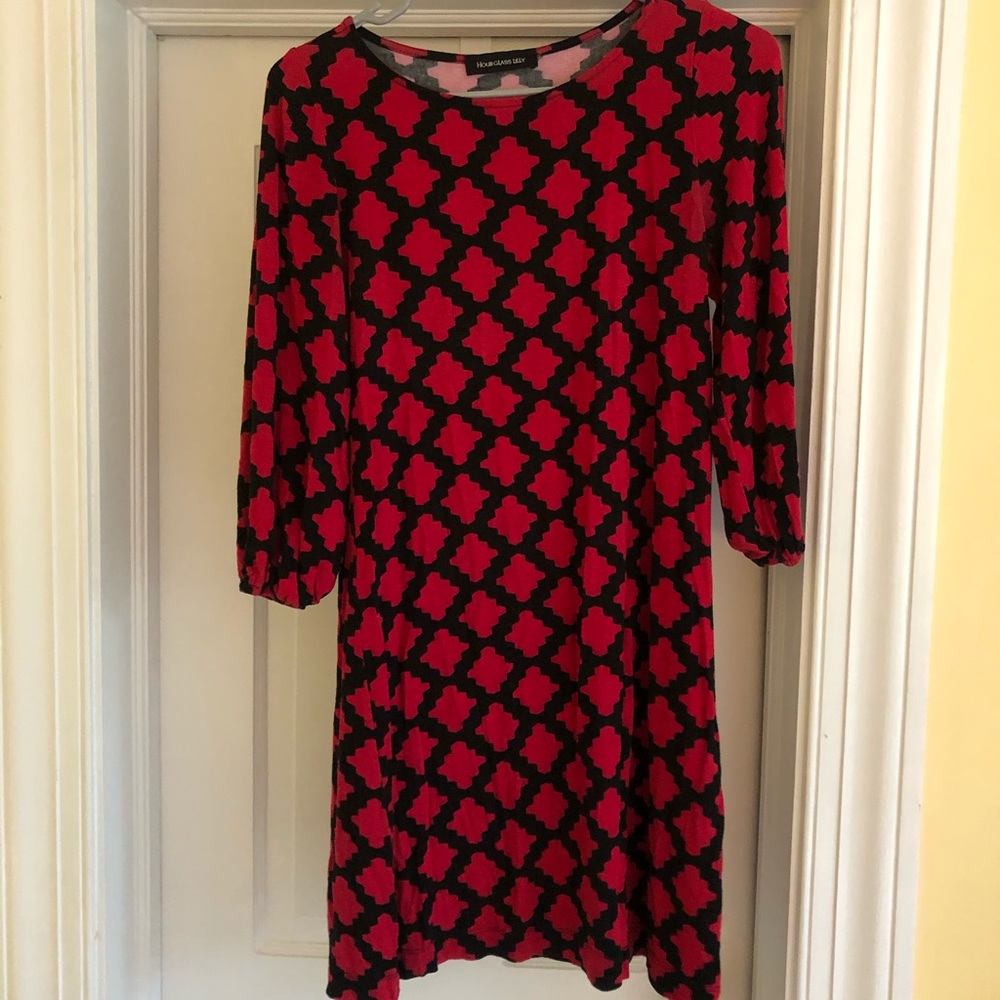 Red patterned dress